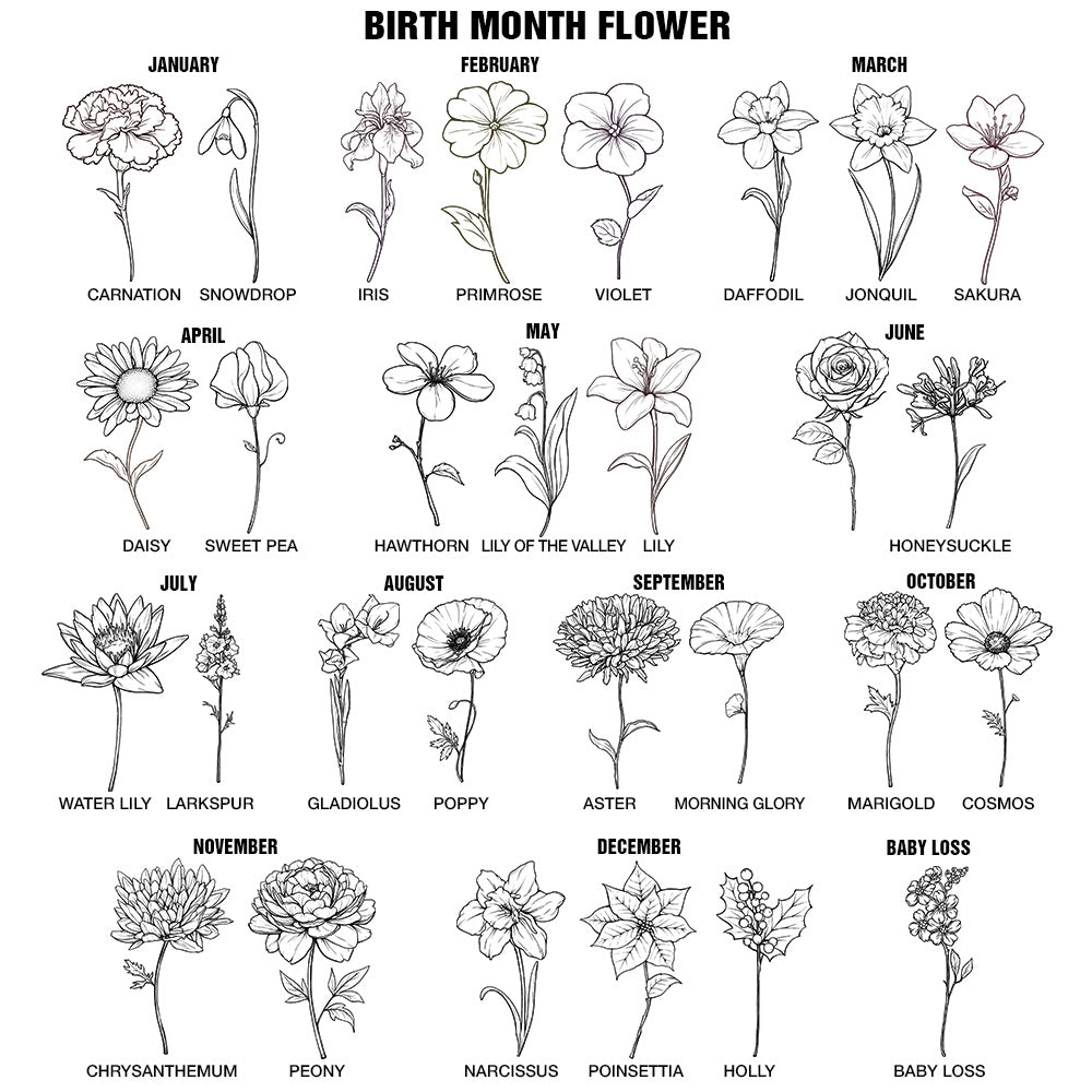 Gift For Yourself,Happy - Birth Month Flower Name Sketch - Personalized Magnetic Leather Pen Clip