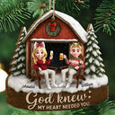 Gift For Couples,Gift For Husband,Gift For Wife,Gift For Boyfriend,Gift For Girlfriend,Love,Christmas - 3D Effect Couple God Knew My Heart Needed You - Personalized Custom Shaped Wooden Ornament
