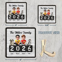 Family,Pet Lovers,Pet Mom,Pet Dad,Pet Couple,Dog Lovers,Dog Couple,Dog Mom,Dog Dad,Cat Lovers,Cat Mom,Cat Dad,Cat Couple,Happy,Single Mom,Single Dad,LGBT,Gift For Grandpa,Gift For Grandma,Gift For Grandkids - 3D Effect Family Sitting Together - Personalized 2-Layered Wooden Plaque With Stand