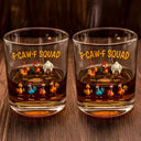 Funny,Gift For Yourself,Gift For Women,Gift For Men,Farm,Gifts For Colleagues,Gift For Bestie - 3D Effect Funny Chickens F-CAW-F Squad - Personalized Whiskey Glass