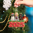 Christmas,Pet Lovers,Pet Mom,Pet Dad,Dog Lovers,Dog Mom,Dog Dad,Happy - 3D Effect Woman Man With Dogs Christmas - Personalized Custom Shaped Acrylic Ornament