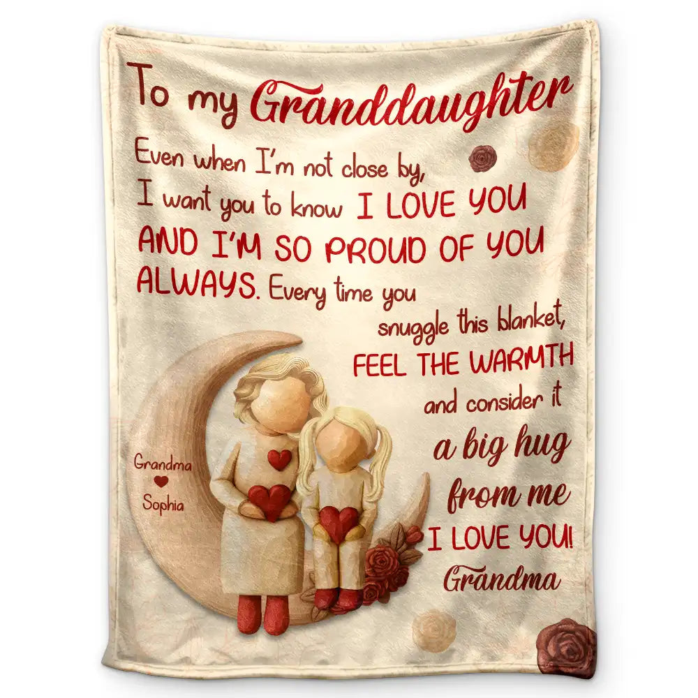 A Big Hug From Mom Grandma - Personalized Fleece Blanket, Sherpa Blanket