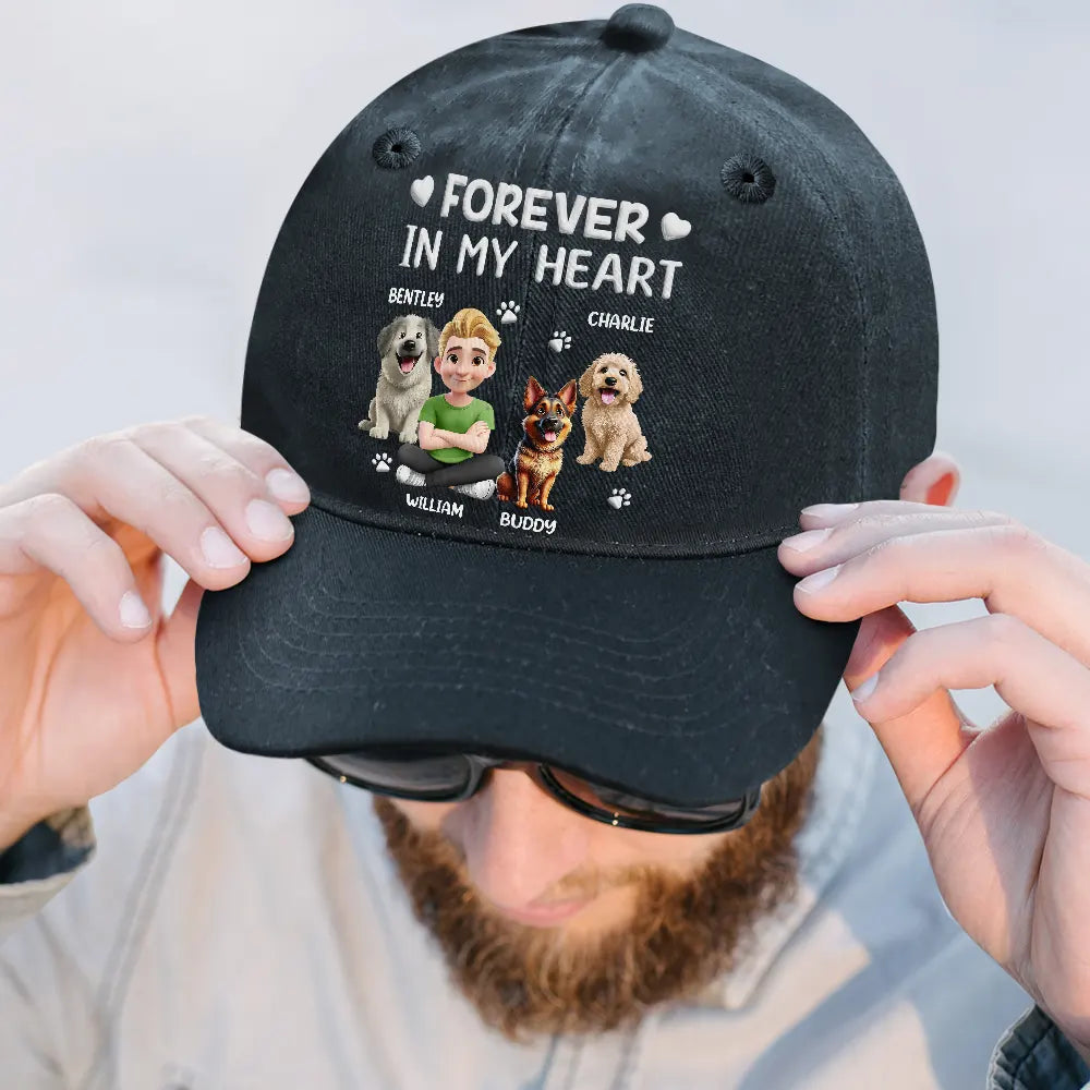 Dog Lovers,Dog Mom,Dog Dad,Pet Lovers,Happy - A Girl And Her Dog A Bond That Can't Be Broken - Personalized Vintage Washed Denim Cap