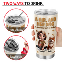 Dog Lovers,Dog Mom,Pet Lovers,Pet Mom,Happy - A Girl And Her Dog Wooden 3D Effect - Personalized Tumbler