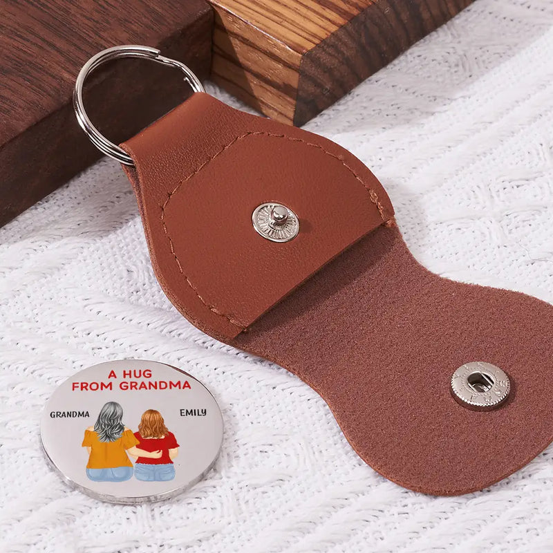 Grandma - Grandkids,Mom - Daughters (Adult),Mom - Children,Love - A Hug From Mom Grandma Consider It A Big Hug And I Love You - Personalized Leather Pocket Hug