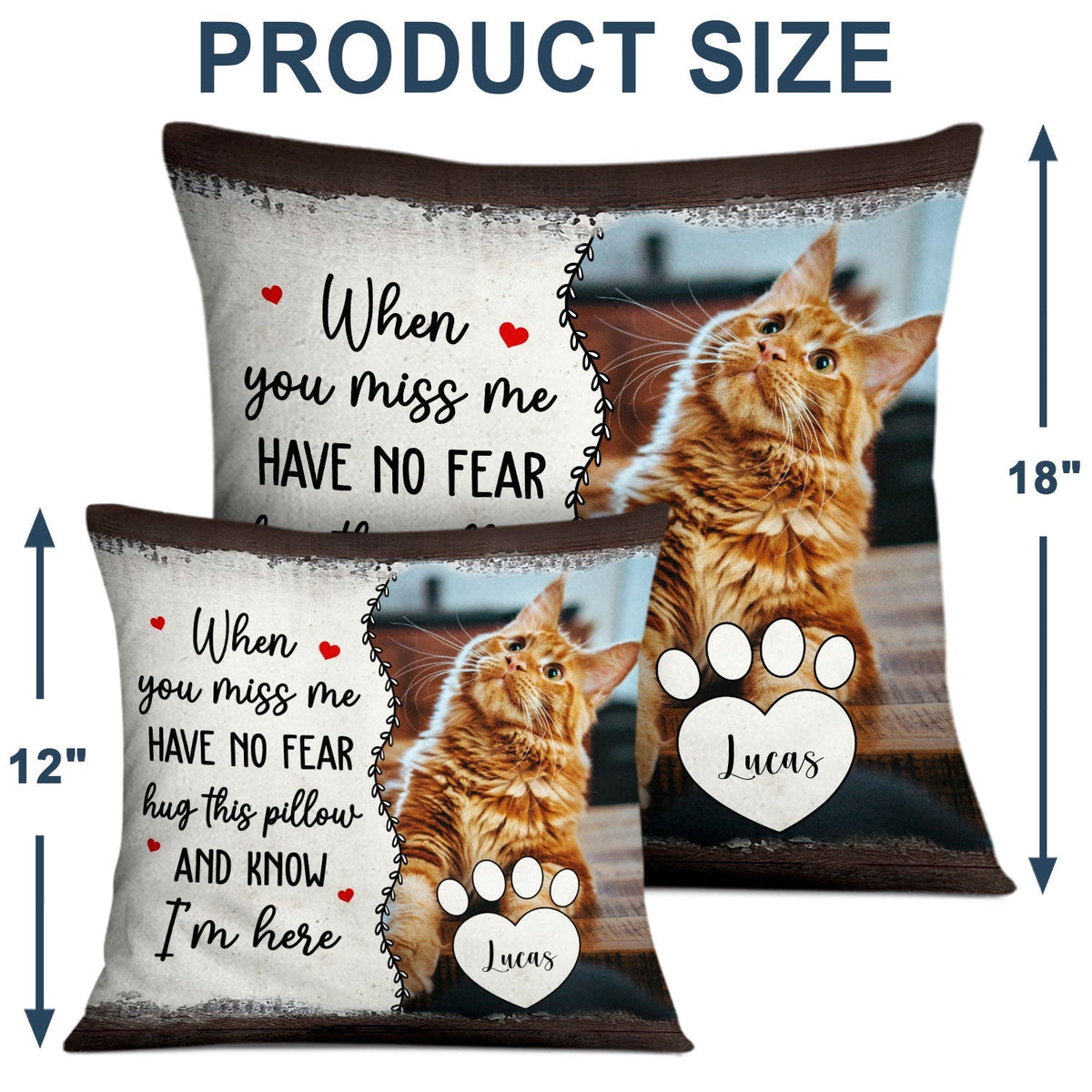 Custom Photo Have No Fear Hug This Pillow - Memorial Gift - Personalized Pillow