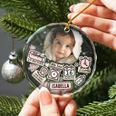 Custom Photo Baby First Christmas - Personalized Circle Glass Ornament