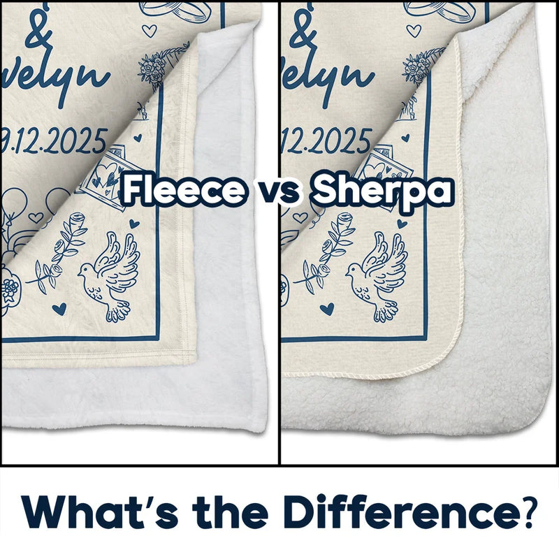Gift For Couples,Gift For Husband,Gift For Boyfriend,Gift For Girlfriend,Happy - Wedding Anniversary Blanket Icon Lovely - Personalized Fleece Blanket, Sherpa Blanket