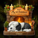 Dog Lovers,Dog Mom,Dog Dad,Dog Couple,Christmas,Happy,Top Market - First Christmas With My Forever Family 3D Effect Dog - Personalized Custom Shaped Acrylic Ornament