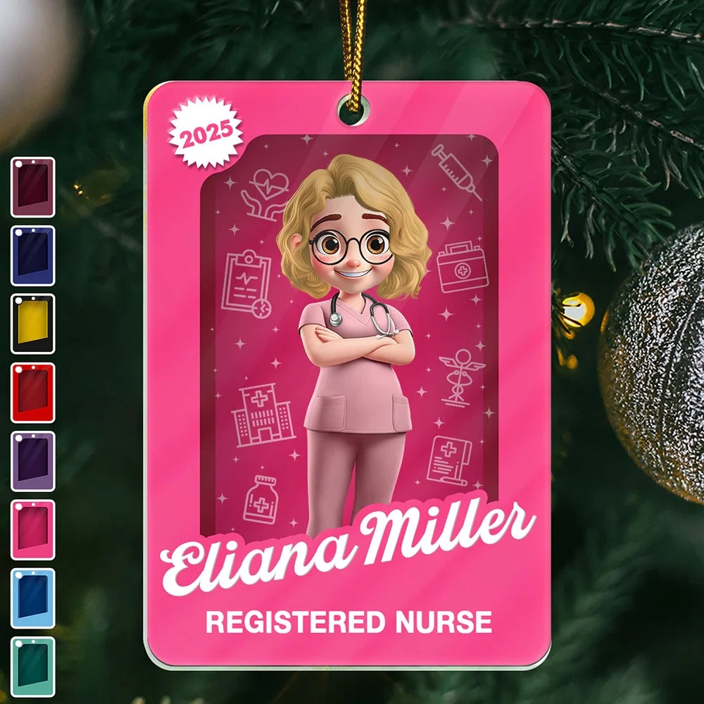 3D Effect Nurse Woman Man Toy Box - Personalized Custom Shaped Acrylic Ornament