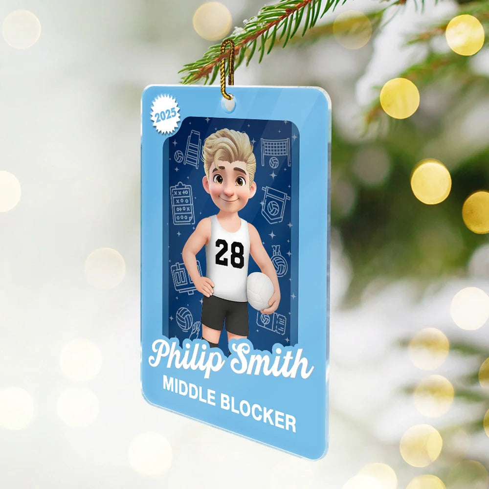 Gift For Yourself,Gift For Women,Gift For Men,Christmas,Happy - 3D Effect Volleyball Player Toy Box - Personalized Custom Shaped Acrylic Ornament