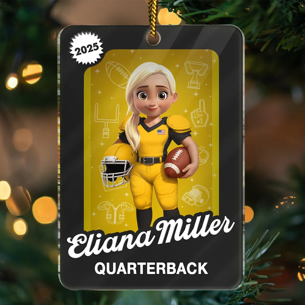 Gift For Yourself,Gift For Women,Gift For Men,Christmas,Happy,Football - 3D Effect Football Player Toy Box - Personalized Custom Shaped Acrylic Ornament