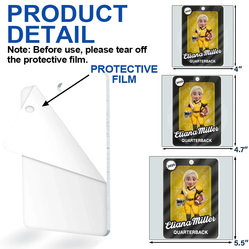 Gift For Yourself,Gift For Women,Gift For Men,Christmas,Happy,Football - 3D Effect Football Player Toy Box - Personalized Custom Shaped Acrylic Ornament
