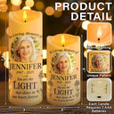Sad,Memorial,Gift For Grandparents,Gift For Sibling,Family,Parents,Pet Lovers - Custom Photo You Are The Light That Shines Our Heart Forever Memorial - Personalized Flameless LED Candle