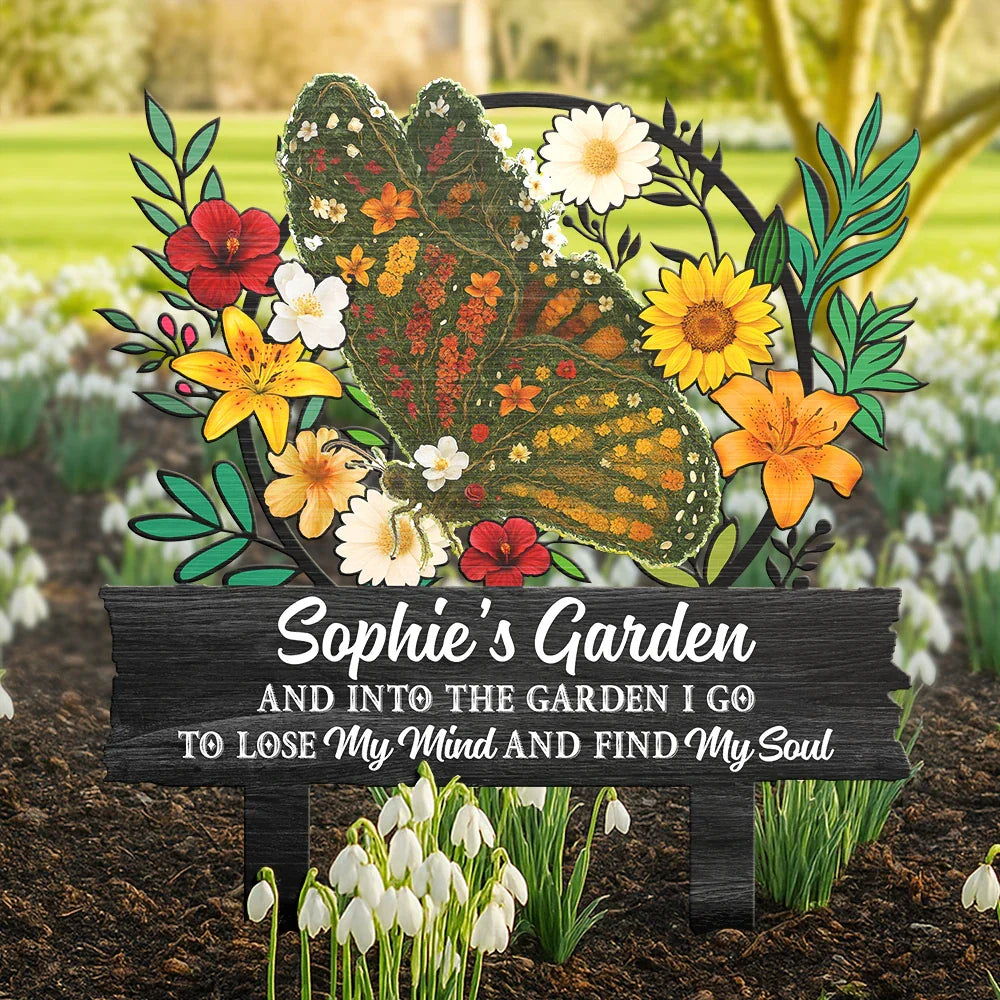 Camping,Family - And Into The Garden I Go To Lose My Mind - Personalized Metal Garden Stake