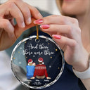 Christmas,Family,Dog Lovers,Cat Lovers,Pet Lovers,Parents,Happy - And Then There Were Four New Baby Dog Cat - Personalized Circle Glass Ornament