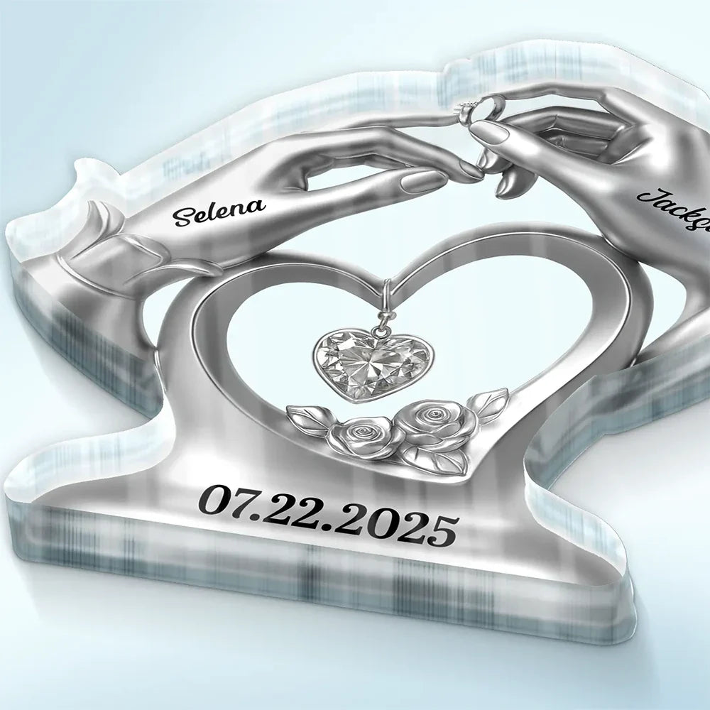 Gift For Couples,Gift For Husband,Gift For Wife,Gift For Boyfriend,Gift For Girlfriend,Happy - Anniversary Wedding Gifts For Couples - 3D Inflated Effect Printed, Personalized Custom Shaped Acrylic Plaque