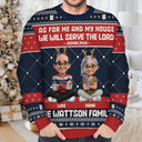 Christmas,Christian,Family,Pet Lovers - As For Me And My House We Will Serve The Lord - Personalized Unisex Ugly Sweater
