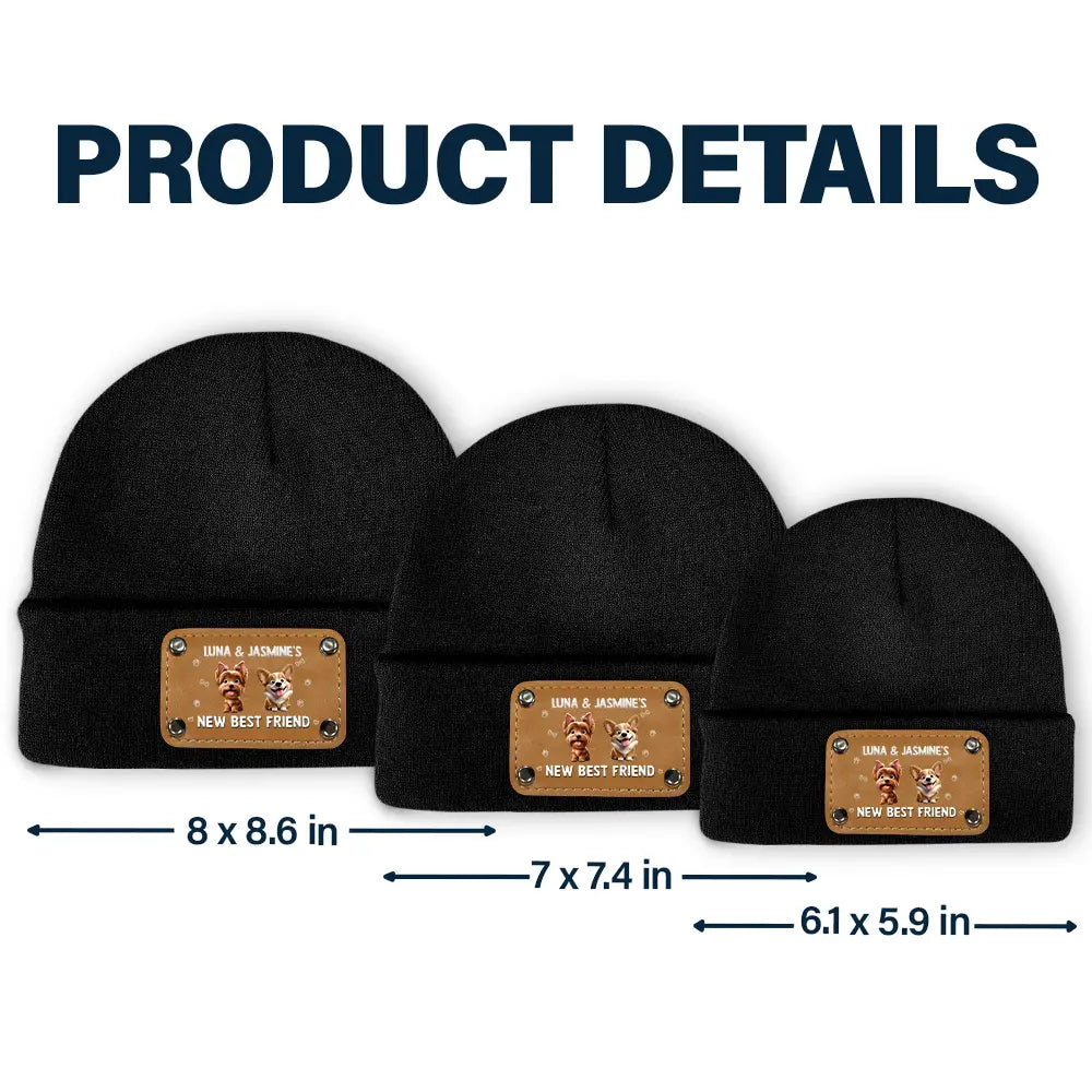 Dog Lovers,Dog Mom,Dog Dad,Dog Couple,Gift For Women,Gift For Men,New baby,Happy - Baby New Best Friend 3D Effect Funny Dog - Personalized Beanie With Leather Patch