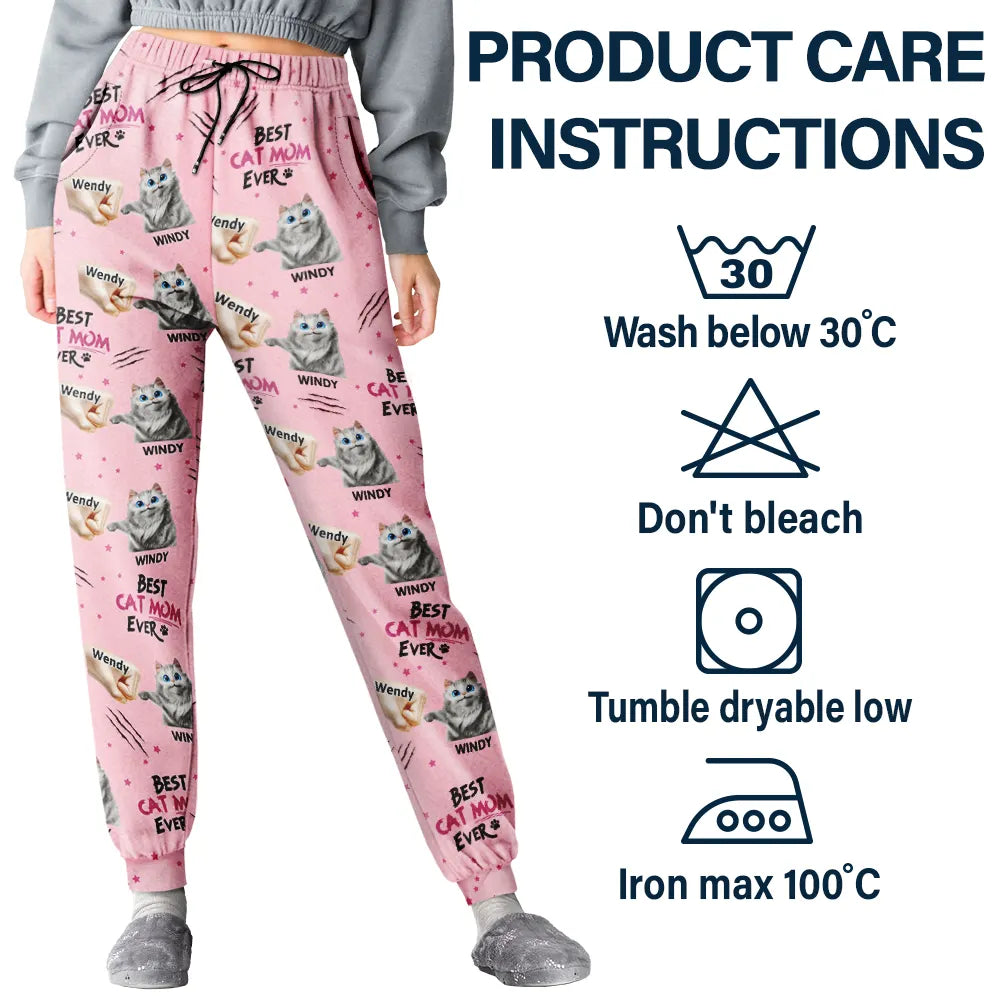Cat Mom,Cat Lovers,Funny,Happy,Cat Dad - Best Cat Dad Mom Mum Ever - Personalized Pajama Pants
