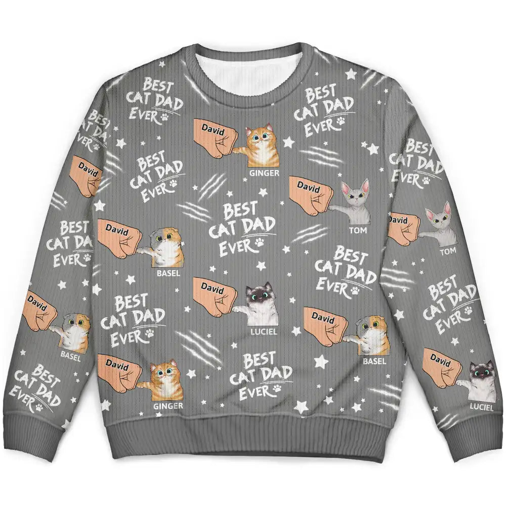 Cat Mom,Cat Lovers,Funny,Happy,Cat Dad - Best Cat Dad Mom Mum Ever - Personalized Unisex Ugly Sweater