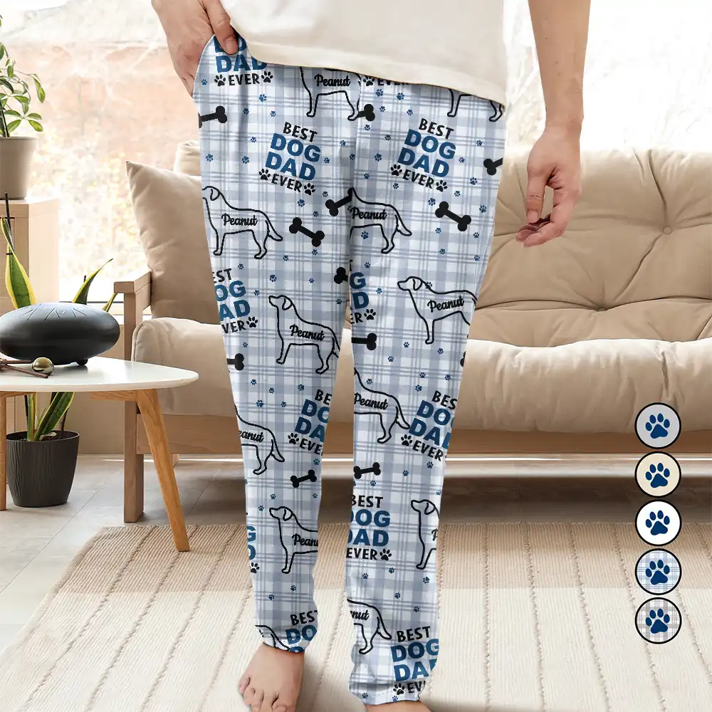 Pet Lovers,Pet Mom,Pet Dad,Dog Lovers,Dog Mom,Dog Dad,Love - Best Dog Dad Dog Mom Pattern - Personalized Pajama Pants
