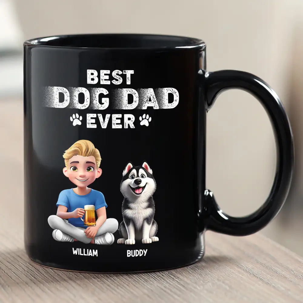 Best Dog Dad Ever 3D Effect - Personalized Black Mug