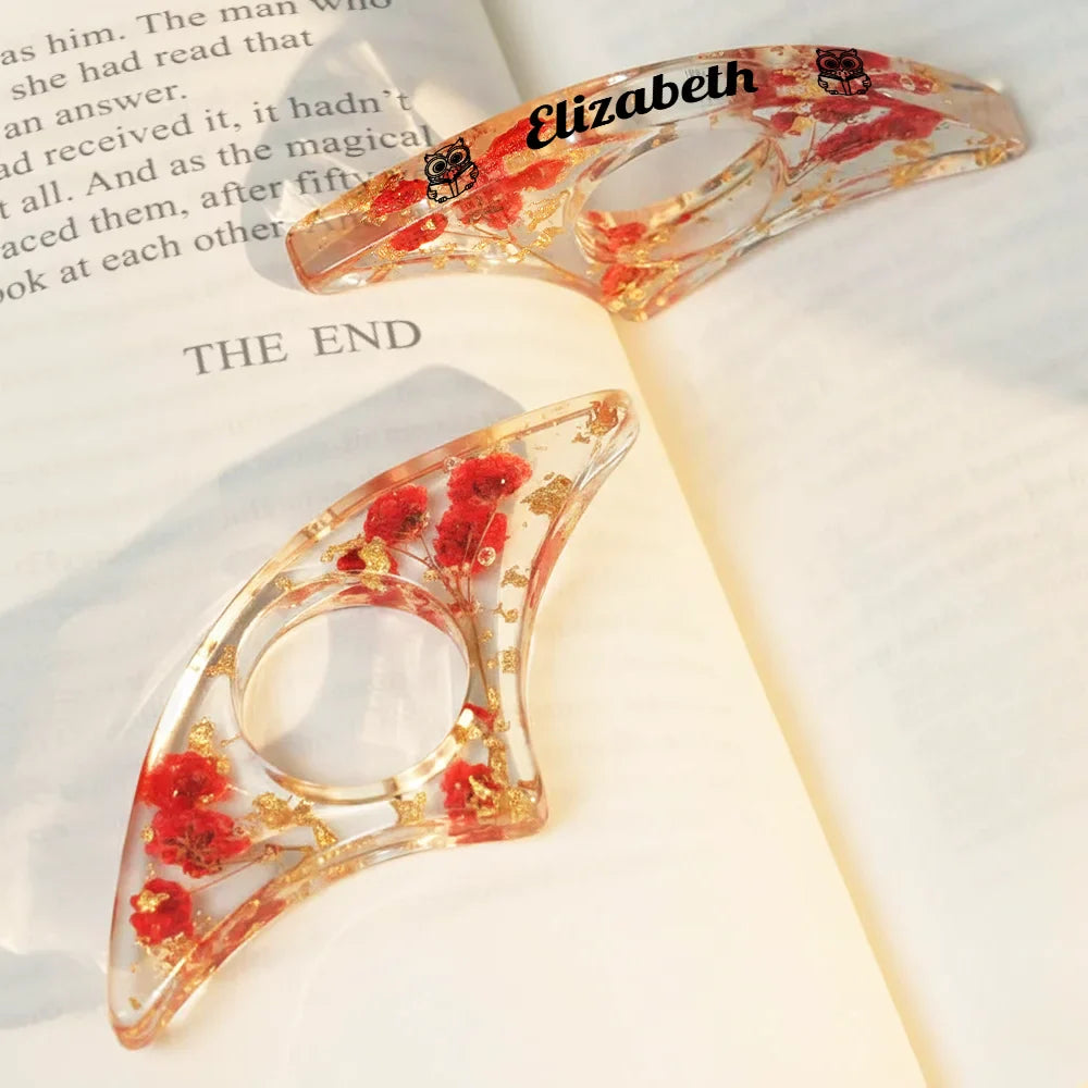 Gift For Yourself, Gift For Women, Happy - Birth Flower Book Lover - Personalized Resin Flower Page Holder