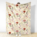 Gift For Bestie, Happy - Birth Flower Custom Name Bestie - Personalized Fleece Blanket, Sherpa Blanket