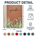Gift For Yourself, Gift For Women, Happy, Gift For Men, Top Market - Birth Month Flower Watercolor Blooming In Love - Personalized Leather Journal