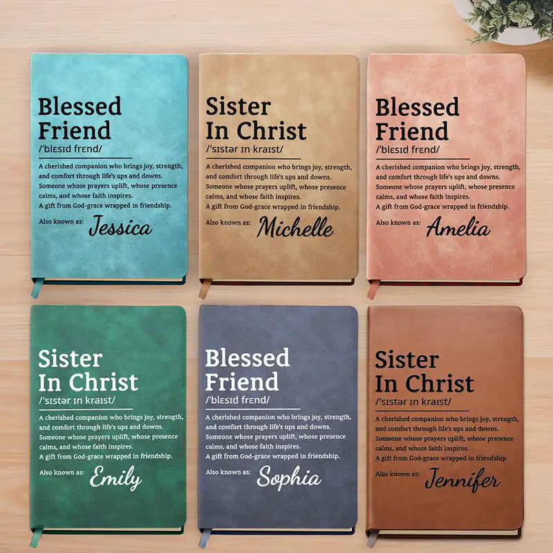 Christian, Gift For Bestie, Gift For Sisters - Blessed Friend Christian Friendship - Personalized Leather Journal