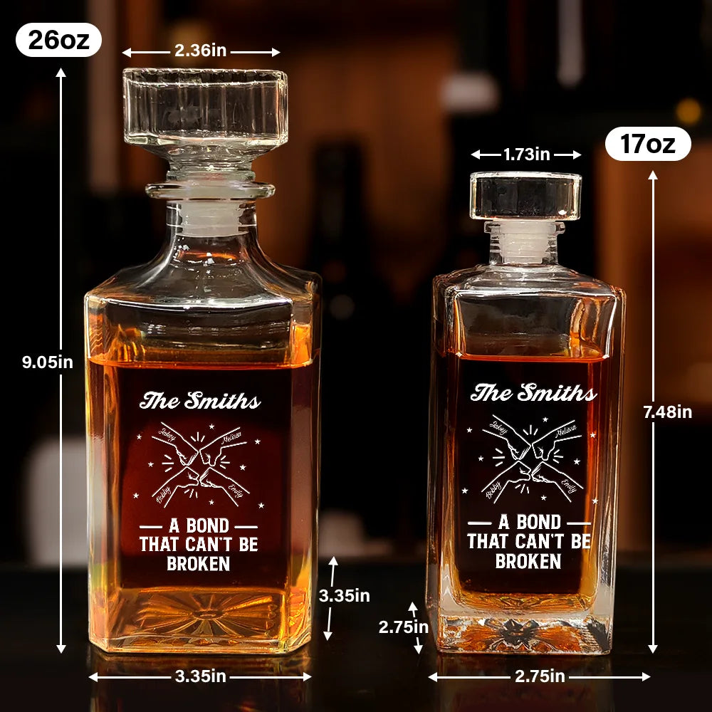 Gift For Brothers,Gift For Sisters,Gift For Sibling,Cousin,Happy - Brothers A Bond That Can't Be Broken - Personalized Square Whiskey Bottle