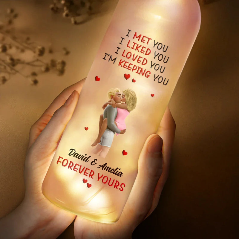 Gift For Couples,Love,Gift For Husband,Gift For Wife,Gift For Boyfriend,Gift For Girlfriend,LGBT - Calendar I Met You Liked You Love You Forever - Personalized Bottle Light
