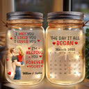Gift For Couples,Gift For Husband,Gift For Wife,Gift For Boyfriend,Gift For Girlfriend - Calendar I Met You Liked You Love You Forever - Personalized Mason Jar Light