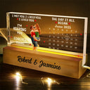 Gift For Couples, Gift For Husband, Gift For Wife, Gift For Boyfriend, Gift For Girlfriend, Love - Calendar I Met You Liked You Love You Forever - Personalized Rectangle LED Light