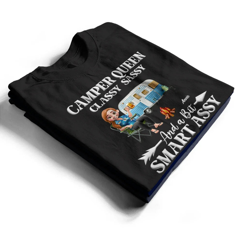Gift For Yourself,Camping,Campsite,Happy - Camper Queen Classy Sassy - Personalized T Shirt