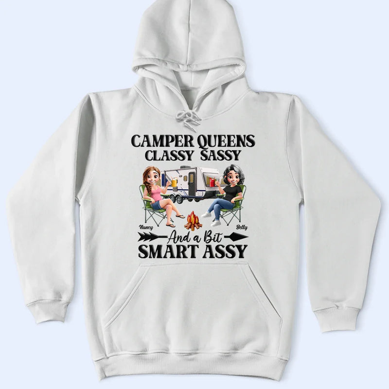 Gift For Bestie,Gift For Sisters,Camping,Happy - Camper Queens Classy Sassy - Personalized T Shirt
