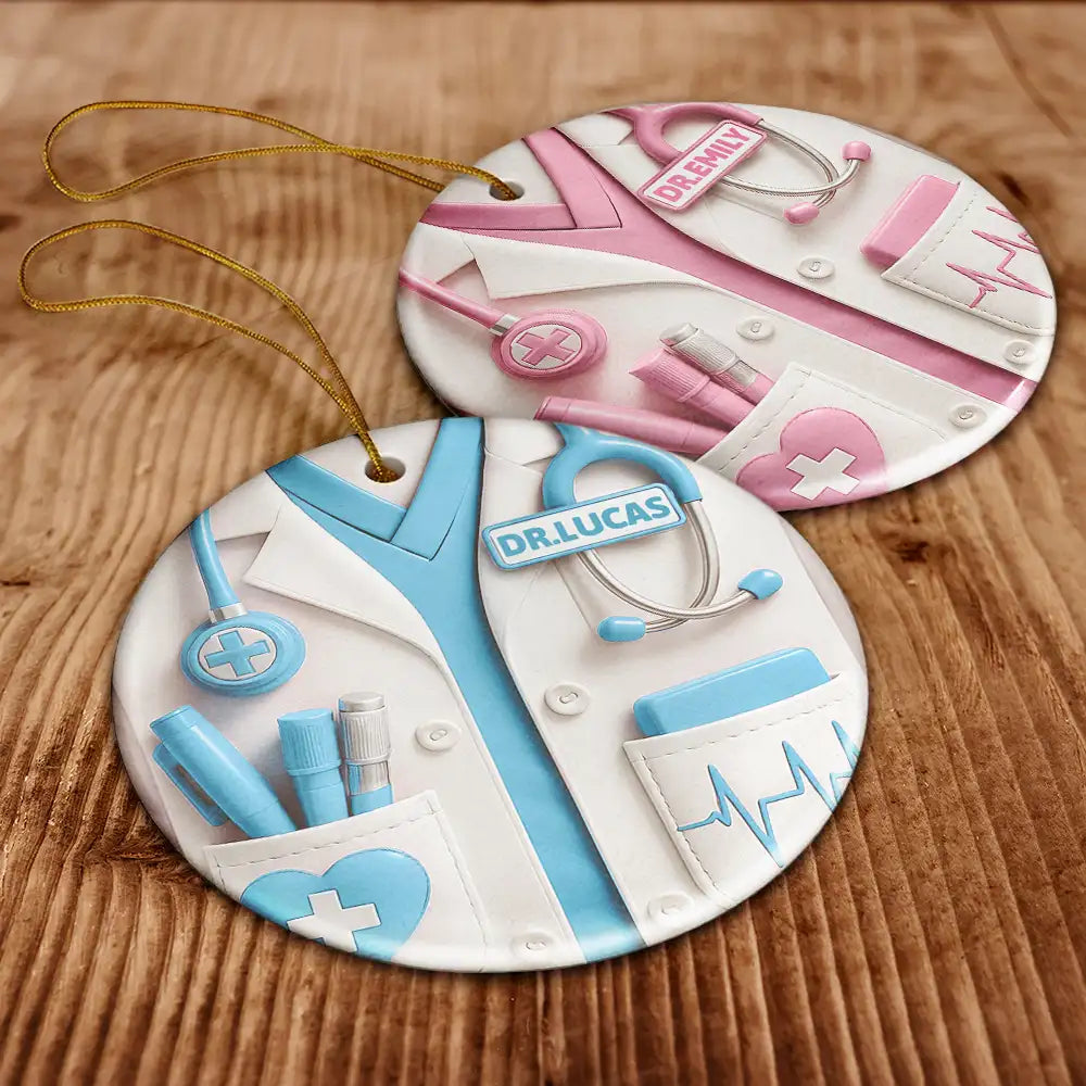 Gift For Yourself,Gift For Women,Gift For Men,Nurse,Happy,Christmas - Celebrate A Special Medical Professional - Personalized Circle Ceramic Ornament