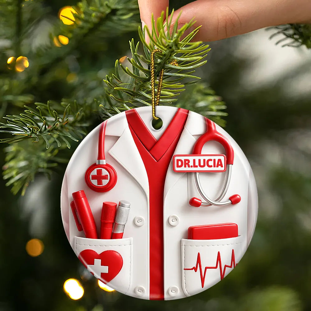 Gift For Yourself,Gift For Women,Gift For Men,Nurse,Happy,Christmas - Celebrate A Special Medical Professional - Personalized Circle Ceramic Ornament