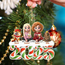Family,Pet Lovers,Pet Mom,Pet Dad,Pet Couple,Dog Lovers,Dog Couple,Dog Mom,Dog Dad,Cat Lovers,Cat Mom,Cat Dad,Cat Couple,Happy,Christmas,Top Market - Christmas Candy 3D Effect Family Sitting - Personalized Custom Shaped Acrylic Ornament