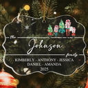 Family, Happy, Christmas - Christmas Family Members Holiday Shopping Watercolor - Personalized Medallion Acrylic Ornament
