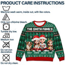 Christmas, Family, Happy - Christmas Family With Kids & Pets Argyle Pattern - Personalized Unisex Ugly Sweater
