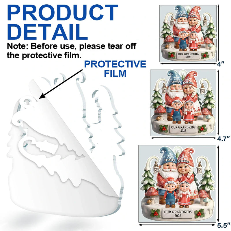 Gift For Grandparents,Grandpa - Grandkids,Gift For Grandpa,Gift For Grandma,Grandma - Grandkids,Gift For Grandkids,Gift For Women,Gift For Men,Top Market,Christmas - Christmas Gnome Our Grandkids 3D Effect - Personalized Custom Shaped Acrylic Ornament