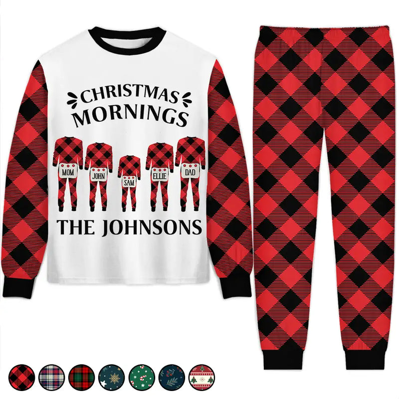 Gift For Couples,Gift For Husband,Gift For Wife,Parents,Gift For Mother,Gift For Father,Gift For Grandpa,Gift For Grandma,Family,Gift For Kids,Christmas,Happy - Christmas Morning Family Pajamas - Personalized Unisex Pajamas Set