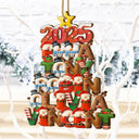 Christmas Pattern Tree With Names - Personalized Custom Shaped Wooden Ornament