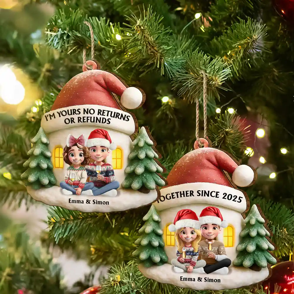 Christmas,Gift For Couples,Gift For Husband,Gift For Wife,Gift For Boyfriend,Gift For Girlfriend,Happy - Couple Annoying Each Other Since - Personalized Custom Shaped Wooden Ornament