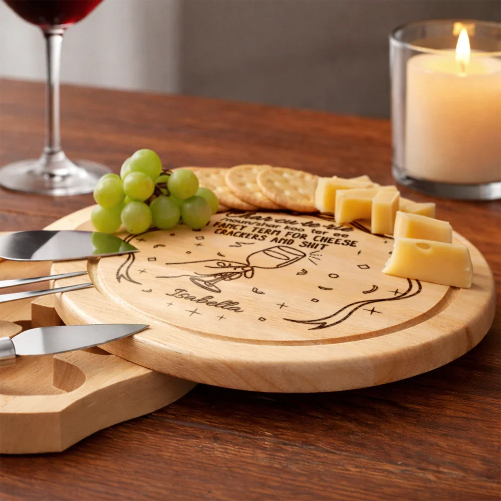 Gift For Couples,Family,Funny - Couple Family Name Charcuterie A Fancy Term - Personalized Cheese Board Set
