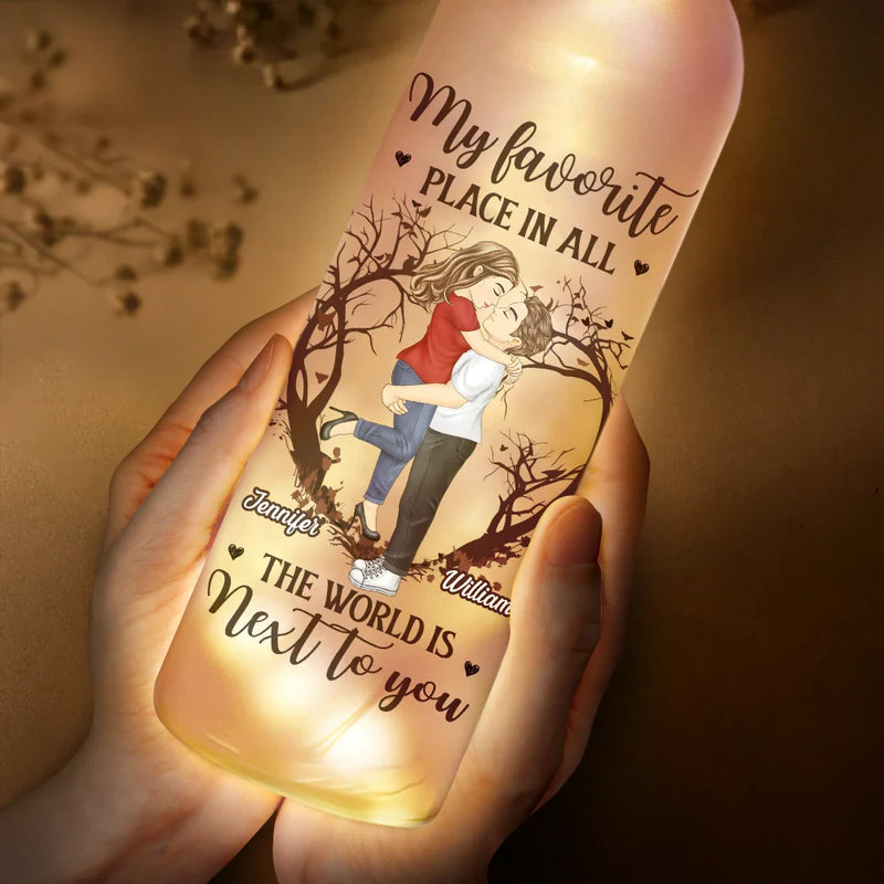 Gift For Couples, Gift For Husband, Gift For Boyfriend, Gift For Girlfriend, Gift For Wife - Couple Favorite Place In All The World - Personalized Bottle Light