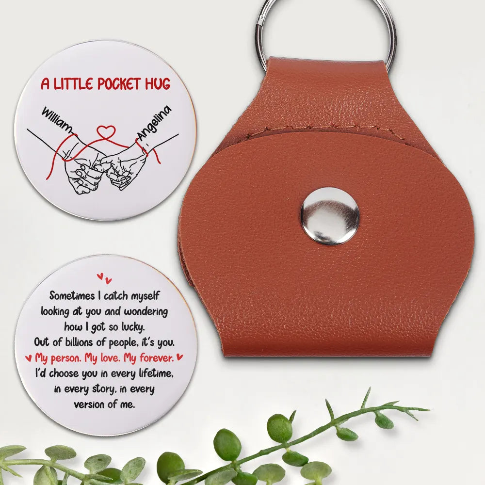 Gift For Couples, LGBT, Gift For Women, Gift For Men, Love, Top Market - Couple Holding Hands My Person My Love My Forever - Personalized Leather Pocket Hug