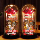 Old Couples,Gift For Husband,Gift For Wife,Gift For Boyfriend,Gift For Girlfriend,Love - Couple I Love You Every Day - Personalized Everlasting Rose Dome Lamp